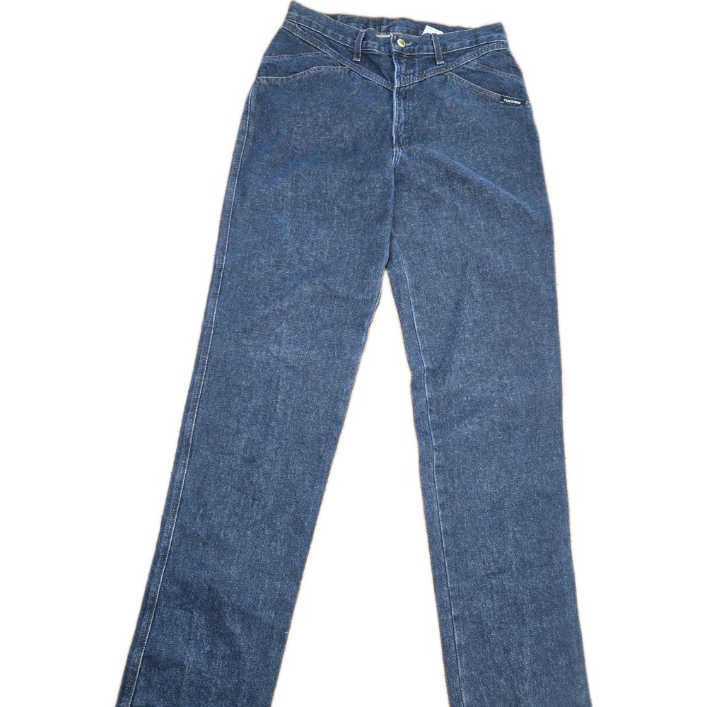 Vintage 80s Rocky Mountain Jeans High Rise Blue Denim Barrel 32w Sz 12 Wide Leg